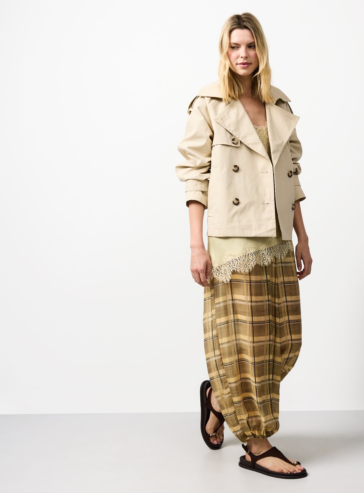 Yellow Checked Balloon Leg Trousers 18 - Image 2 thumbnail